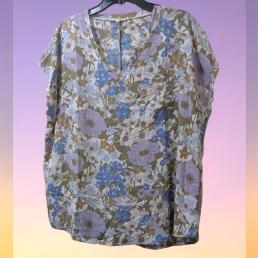 Jodifl Women's Size Large Floral Print Blouse Top